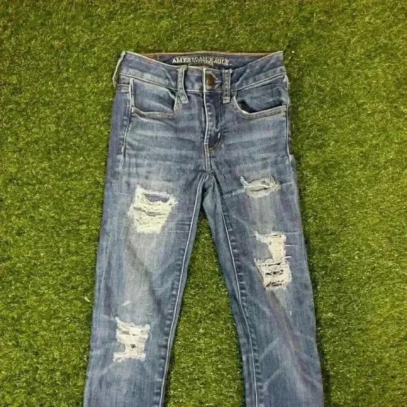 American Eagle Outfitters Jeans Super Stretch X Sz 0 Short - Picture 3 of 9